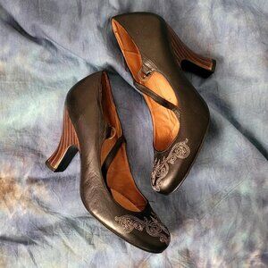 Schuh Fairy Black Leather With Buckle Strap Size EU37